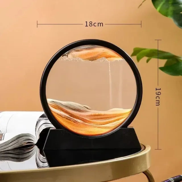 Quadro Ampulheta Redondo de Areia em Movimento 3D - [FRETE GRÁTIS]