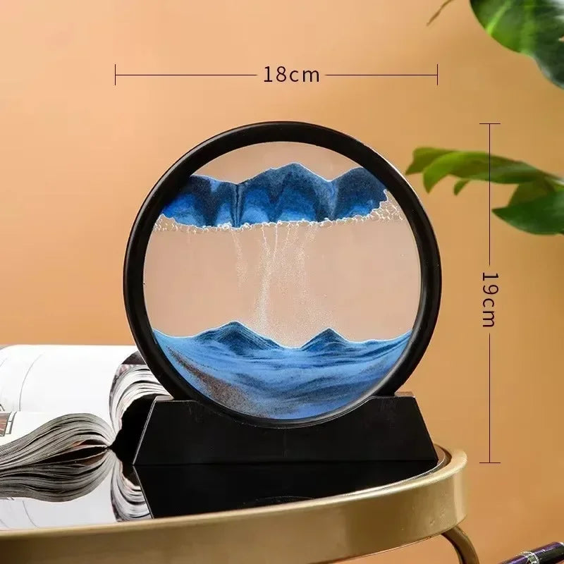 Quadro Ampulheta Redondo de Areia em Movimento 3D - [FRETE GRÁTIS]
