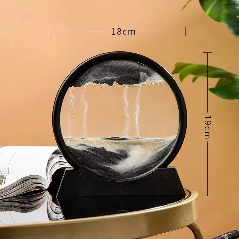 Quadro Ampulheta Redondo de Areia em Movimento 3D - [FRETE GRÁTIS]